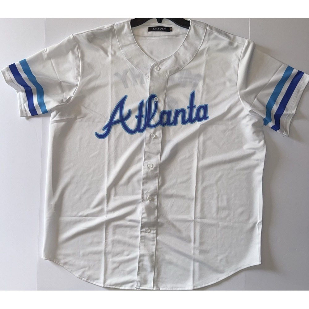 Men's XXL Atlanta Braves Murphy #3 Jersey White Blue MLB Baseball